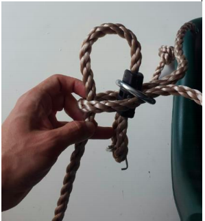 How to Attach Ropes of BabySeat Swing - Double back and feed through metal ring