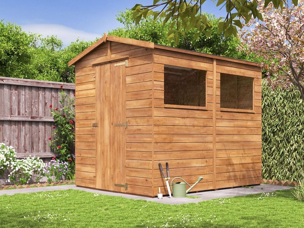 Adam Pressure Treated Apex Garden Shed Wood DIY Dunster House 8 x 6 Closed Door