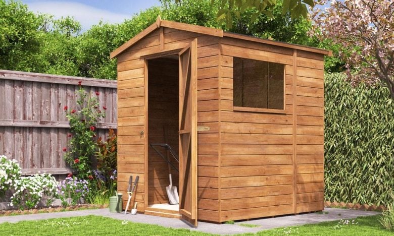 Wooden Shed Heavy Duty Timber Pressure treated 6 x 6 Dunster House Open Door