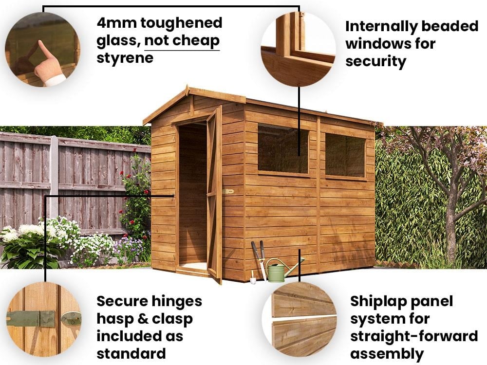 Adam Pressure Treated Apex Garden Shed Wood DIY Dunster House 8 x 6 Spider Image