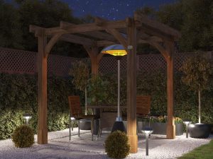 Open Wooden Pergola For Outdoors and Patio Furniture Dunster House Night