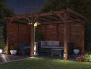 Fully pressure Treated Outdoor Pergoal for seating Area 4 x 3 enclosed walls Leviathan Dunster House Night