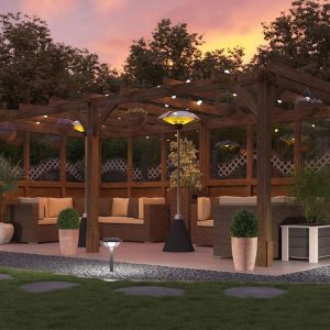 Timbr garden pergola with glassed wall panels Leviathan