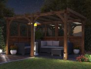 4 x 3 Wooden Garden Pergola with glazed walls, Dunster House, Leviathan Night