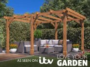 ITV love your Garden Wooden Pergola 4 x 3 Heavy Duty Structure Full Pressure Treated Dunster House Leviathan