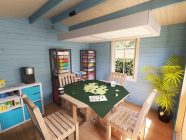 Avon Garden Log Cabin For Sale 3m x 3m Dunster House Interior Board Games Room