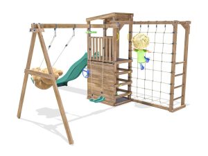 Challengefort 2 swing climbing frame with slide and cargonet