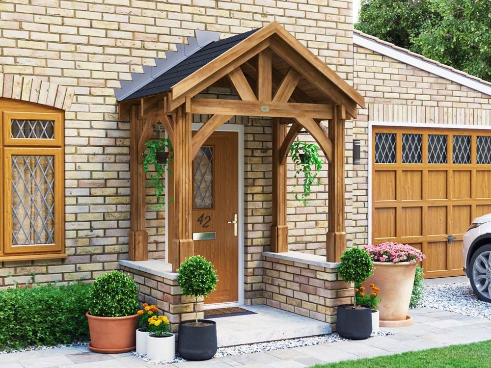 chunky wooden porch 4 post structure
