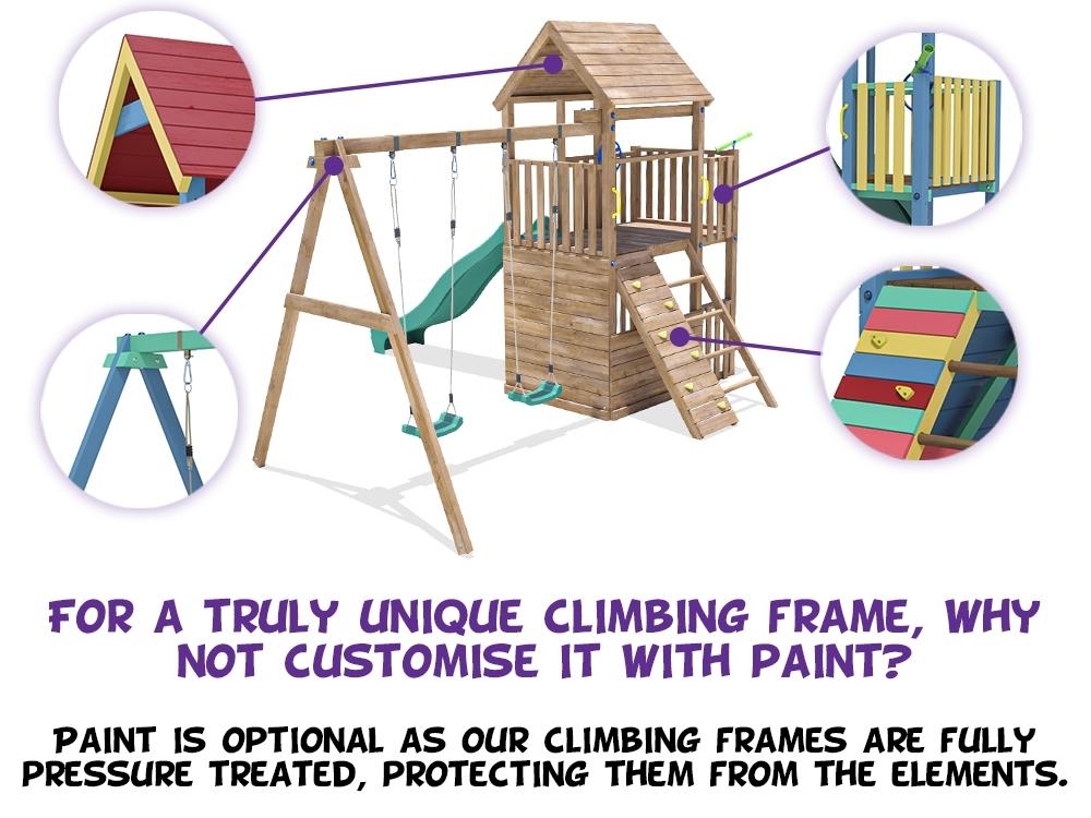 Fully pressure treated wooden climbing frame paint treatment