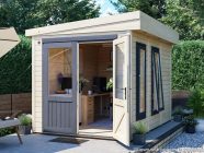 Insulated Home Office In Garden For Sale Dunster House Garden office Dominator Cabin Open Door