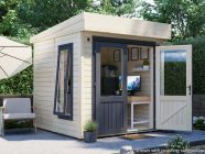 Insulated Home Office In Garden For Sale Dunster House Garden office Dominator Cabin Open door