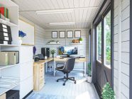 Insulated Home Office In Garden For Sale Dunster House Garden office Dominator Cabin Interior