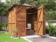 Fully enclosed hot tub shelter wooden gazebo erin dunster house pressure treated door open