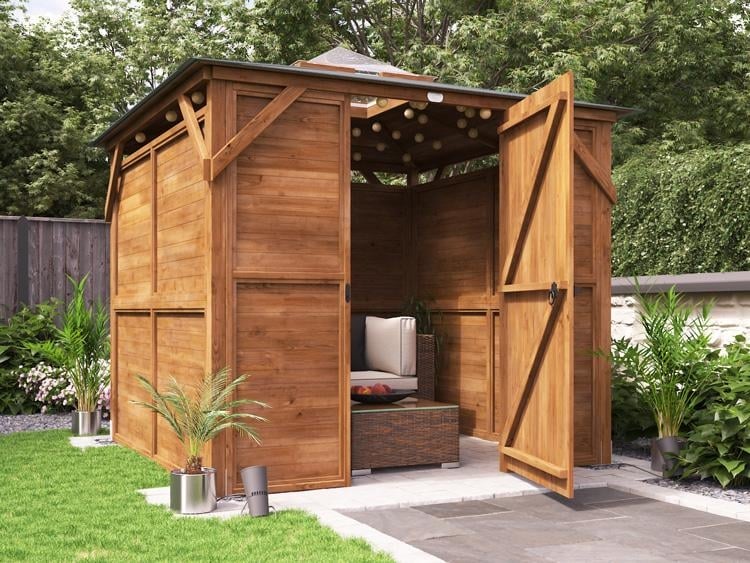Fully enclosed hot tub shelter wooden gazebo erin dunster house pressure treated door shut