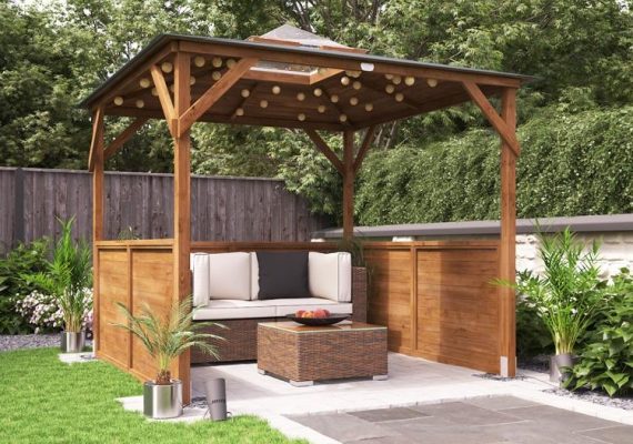 Erin Gazebo with Dome – Half Height Solid Wall Panels