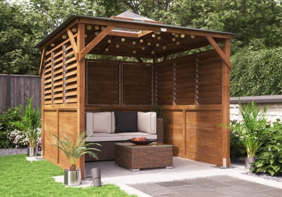 Erin Gazebo with Dome – Half Height Solid Wall, Half Louvre