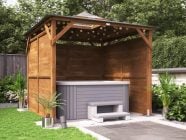 enclosed hot tub shelter wooden gazebo erin dunster house pressure treated door open