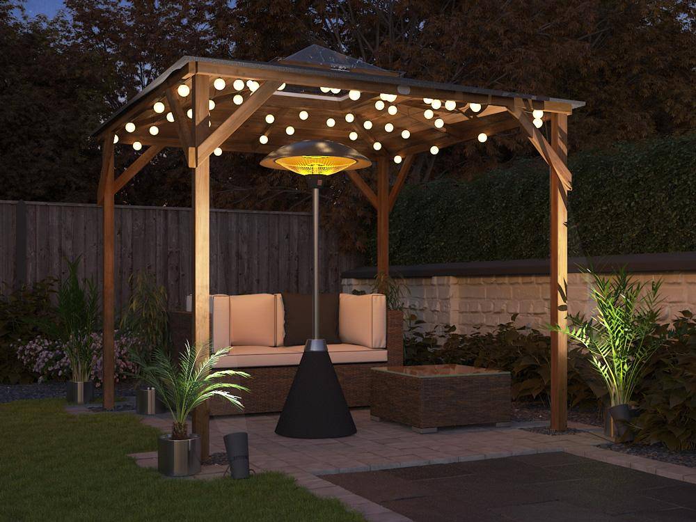 Erin Wooden Gazebo With Seating Area Dunster House 2.5 x 2.5 Night