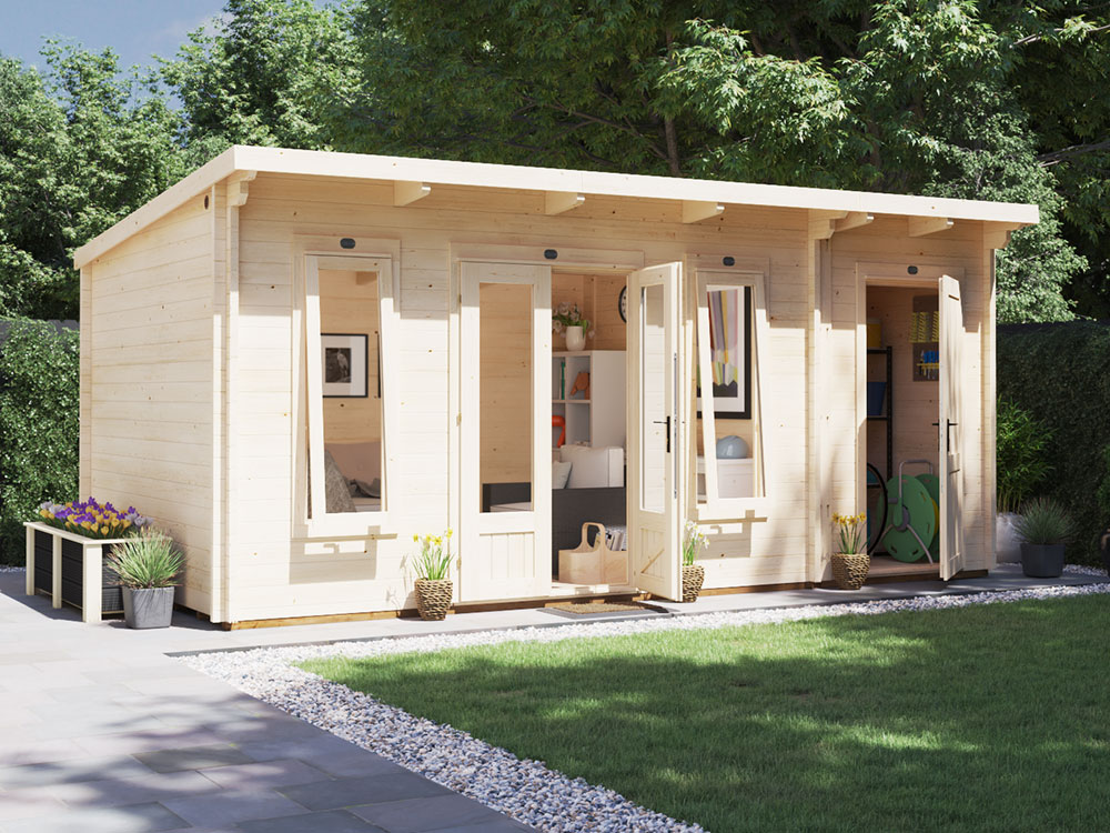 Multiroom Log Cabin For Sale With Side shed storage Evil Amy Dunster House