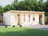 Large Log cabin With Side Shed Attached for sale Dunster House