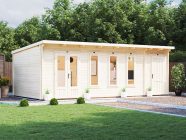 Large Log cabin With Side Shed Attached for sale Dunster House