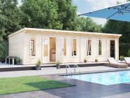 Big Garden log cabin with side shed storage for sale