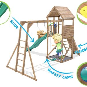 FrontierFort Max Wooden climbing frame with accessories for the kids