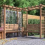 Gerlinde corner garden arbour with seat and trellis by Dunster house