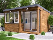 Helena 4.5 x 3 garden office with white windows and doors