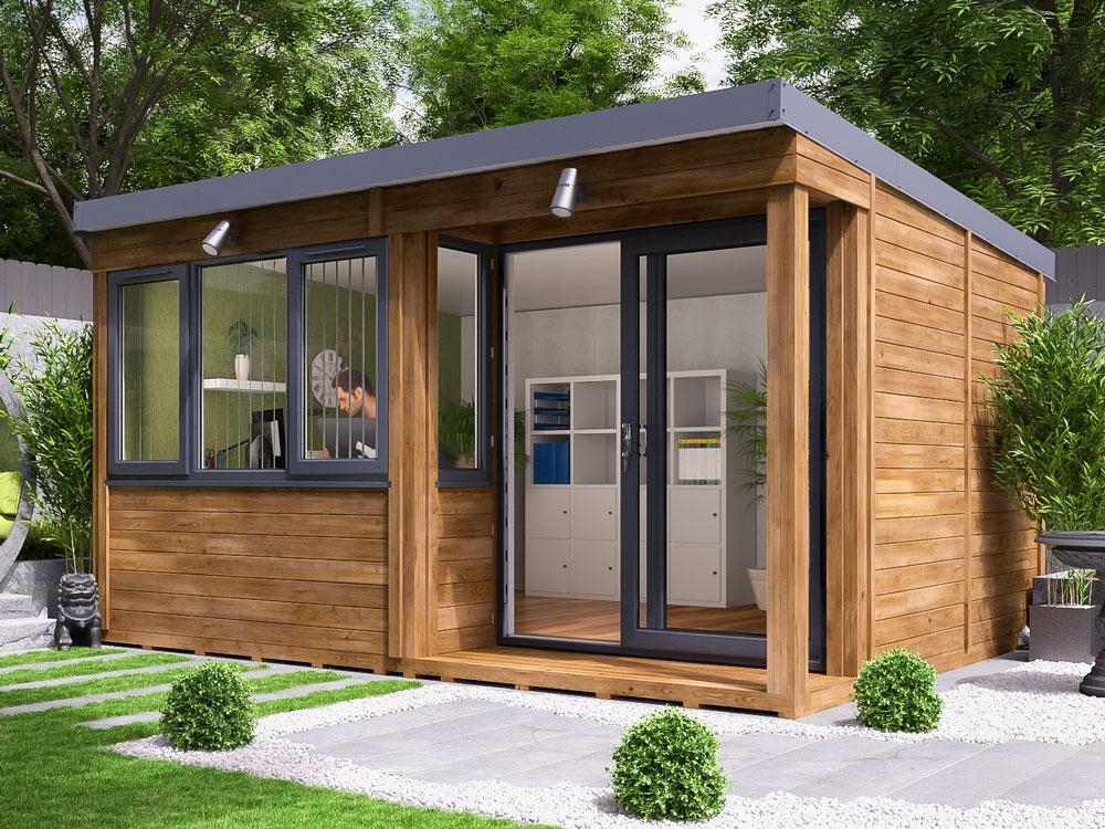 Helena 4.5 x 3 garden office with white windows and doors