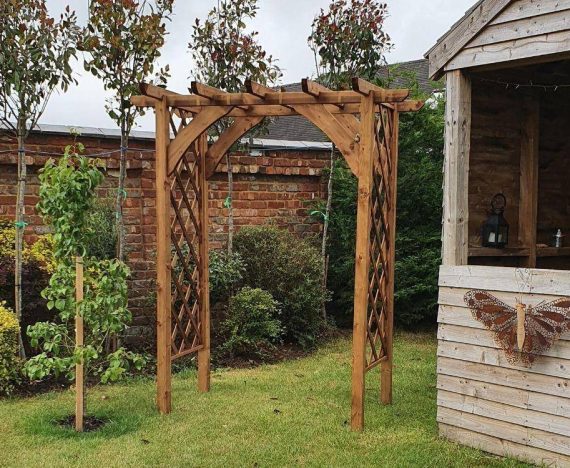 Timber Archway For Garden With Trellis Arbour and Pergola Dunster House Jasmine Customer Image 3