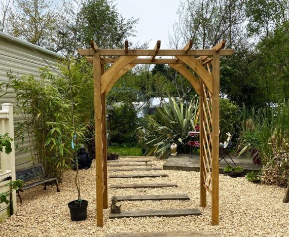 Timber Archway For Garden With Trellis Arbour and Pergola Dunster House Jasmine Customer Image 4