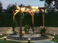 Open Wooden Pergola For Outdoors and Patio Furniture Dunster House Night