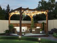 Leviathan Garden pergola 3m x 3m pressure treated wood heavy duty night