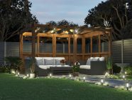 4 x 3 Wooden Garden Pergola with glazed walls, Dunster House, Leviathan Night