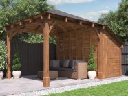 Leviathan Wooden Gazebo with side shed door shut