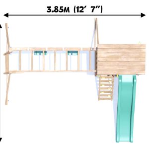 top down of squirrelfort climbing frame with measurements