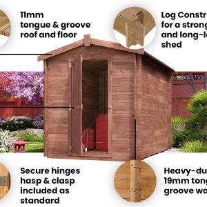 Taarmo Heavy Duty Log Shed for sale Dunster house pressure treated solid garden structure Spider