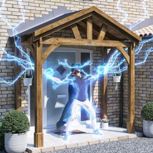 3m x 1.5m Wooden Porch Canopy Electric Man