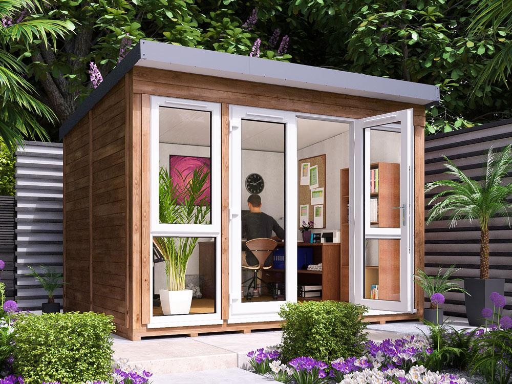 Titania 3.5m x 2.5m Pressure Treated Wooden Garden Office White uPVC