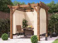 Wooden Pergola with curtains by Dunster House