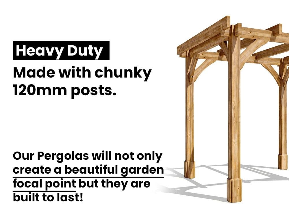 Wooden Pergola with 120mm Thick Heavy Duty Timber Posts Fully Pressure Treated