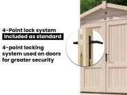 Petrus Log Cabin Workshop 2.4m x 3m Secure 4 Point Door Locking System