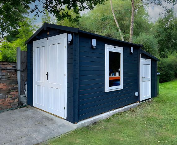 Customer Petrus Log Cabin Workshop 2.4m x 3m with Optional SideStore Shed