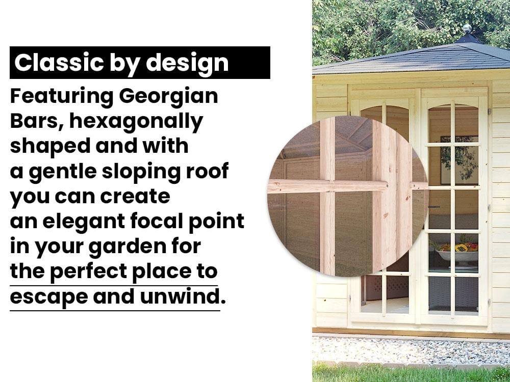 Traditional Summerhouse Hexagonal Shape Wooden Dunster House Vantage Modern