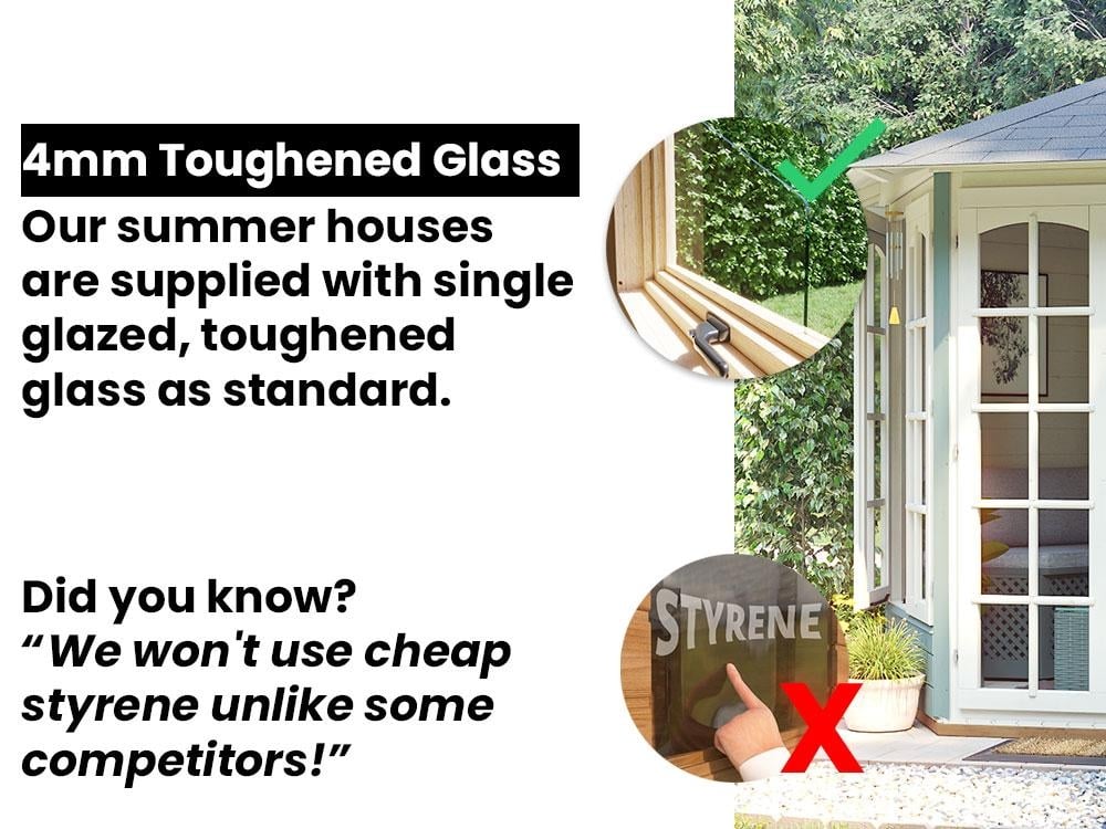 Traditional Summerhouse Hexagonal Shape Wooden Dunster House Vantage Tougneded Glass