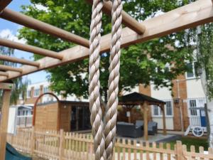 Extra thick 10mm rope on climbing frame swing sets with durable swing seats
