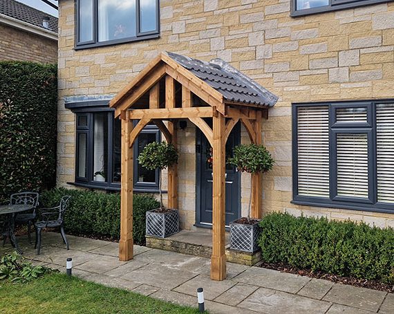 Thunderdam Wooden Porch Canopy Full Height Customer Image Side