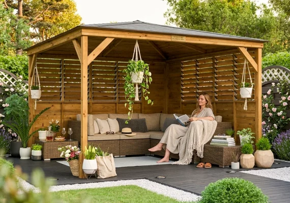 Pressure Treated Utopia 300 Louvre Wall Gazebo