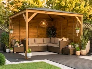 wooden 3 x 3 gazebo with walls